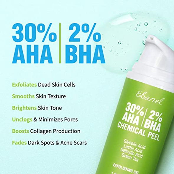 Ebanel Bundle Of 30% Aha 2% Bha Chemical Peel And 10 Pack Collagen Face Mask