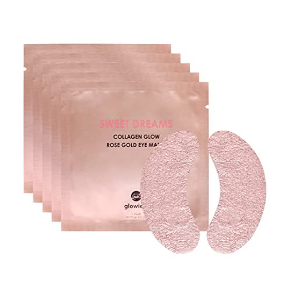 Glowiest Sweet Dreams Collagen Glow Rose Gold Eye Masks Under Eye Patches For Puffy Eyes + Sweet Dreams Vanilla Lip Mask