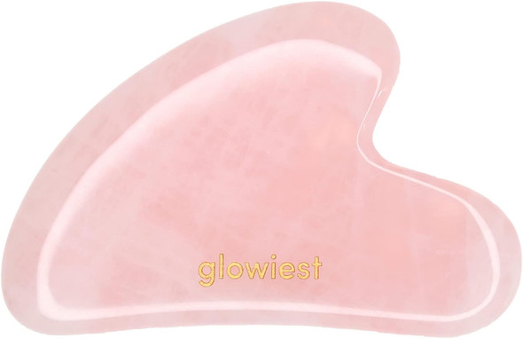 Glowiest [Glowiest] Rose Quartz Gua Sha For Face And Body: 100% Natural Rose Quartz  Lymphatic Drainage  Improving Fine Lines And Wrinkles - Muscle Relaxing