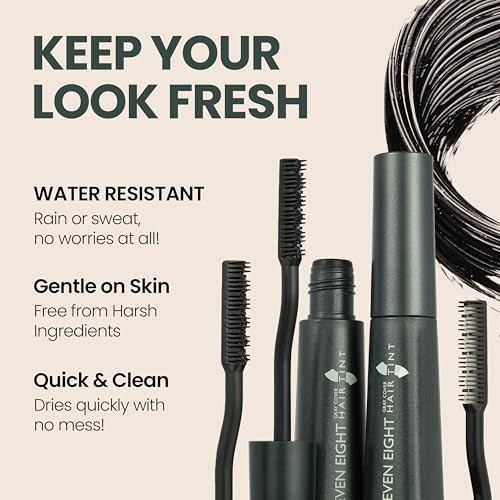 Seven Eight Gray Cover Hair Tint (Dark Brown) Quick Cover Root Touch Up, Water-Resistant Concealer, Temporary Cover Up Brush For Hair Mustache & Beard