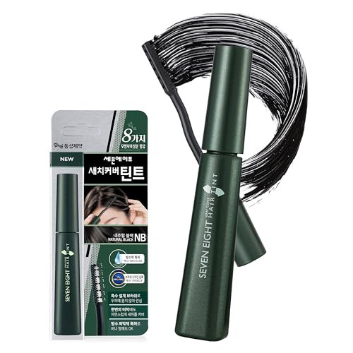 Seven Eight Gray Cover Hair Tint (Natural Black, 1 Pack) Quick Cover Root Touch Up, Water-Resistant Concealer, Temporary Cover Up Brush For Hair Mustache & Beard