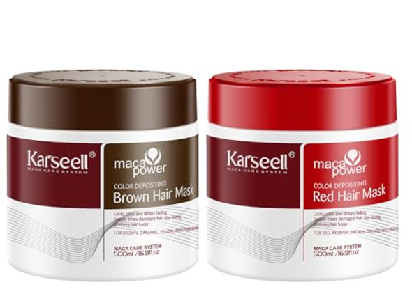 Karseell Hair Color Depositing Mask, Brown & Red