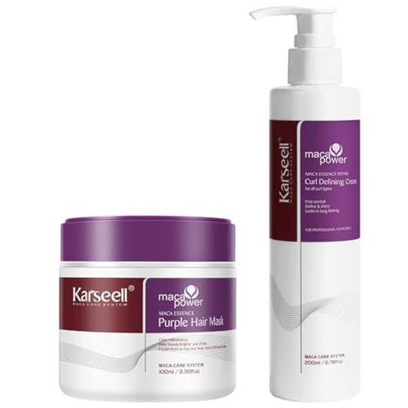 Karseell 3.38Floz 100Ml Purple Hair Mask & Curling Perfection Curl-Defining Cream