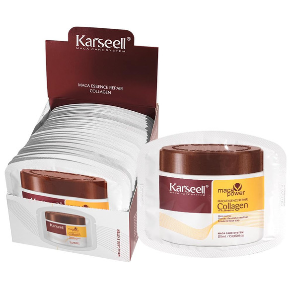 Karseell Collagen Hair Treatment Deep Repair Conditioning Argan Oil Collagen Hair Mask Essence For Dry Damaged Hair All Hair Types 10Ml/ 0.34Oz（24 Packs