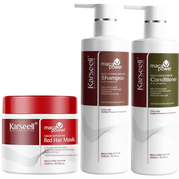Karseell Color Depositing Red Hair Mask Shampoo And Conditioner Set