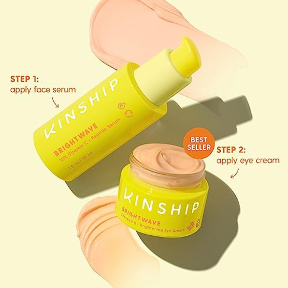 Kinship Brightwave Vitamin C Face + Eye Duo - 10% Vitamin C Serum (1 Fl Oz) + Brightening Eye Cream (0.5 Oz)  Fade Dark Spots - Reduce Fine Lines, Wrinkles, Dark Circles + Puffiness - All Skin Types Kinship Brightwave Vitamin C Face + Eye Duo - 10% Vitamin C Serum (1 Fl Oz) + Brightening Eye Cream (0.5 Oz)  Fade Dark Spots - Reduce Fine Lines, Wrinkles, Dark Circles + Puffiness - All Skin Types