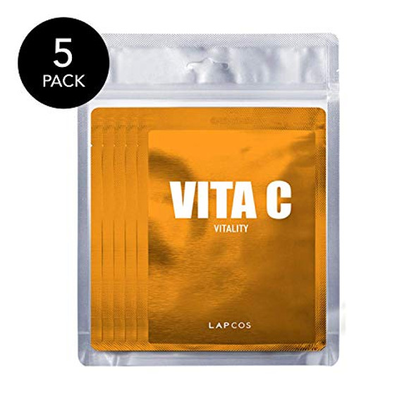 Lapcos Vita C And Collagen Sheet Mask Set, (10-Pack) Daily Sheet Masks With Vitamin C And Collagen, Anti-Aging And Clarifying Duo To Treat And Re Skin, Korean Beauty Favorites
