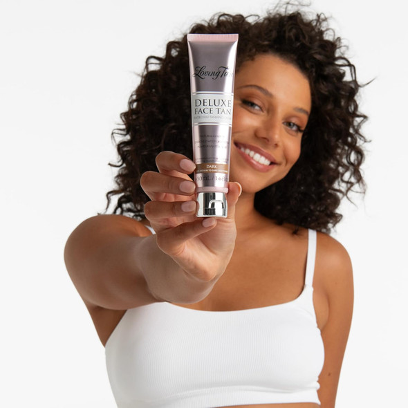 Loving Tan Deluxe Face Self Tanner, Medium - Streak , Natural, Professional Quality Sunless Tanning - 10+ Face Self Tanner Applications Per Bottle, Cruelty , Naturally Derived Dha - 1.6 Fl Oz