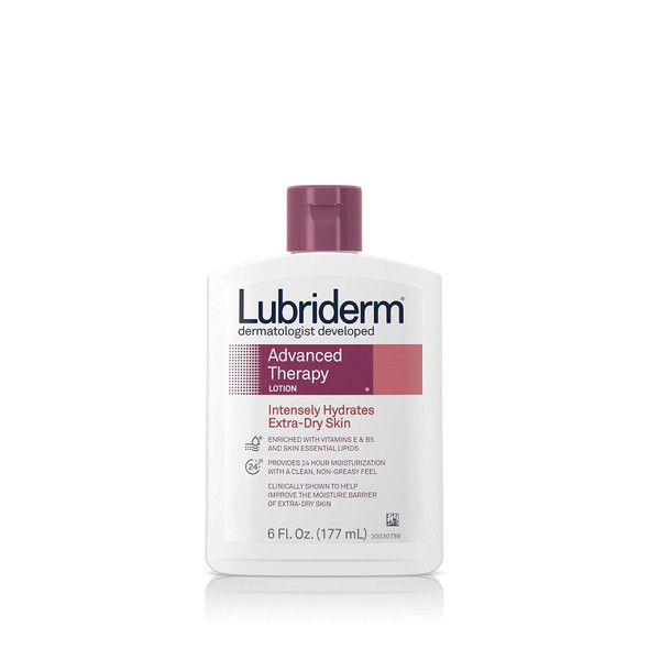 Lubriderm Advanced Therapy Moisturizing Lotion With Vitamins E And B5, Deep Hydration For Extra Dry Skin, Non-Greasy Formula, 6 Fl. Oz
