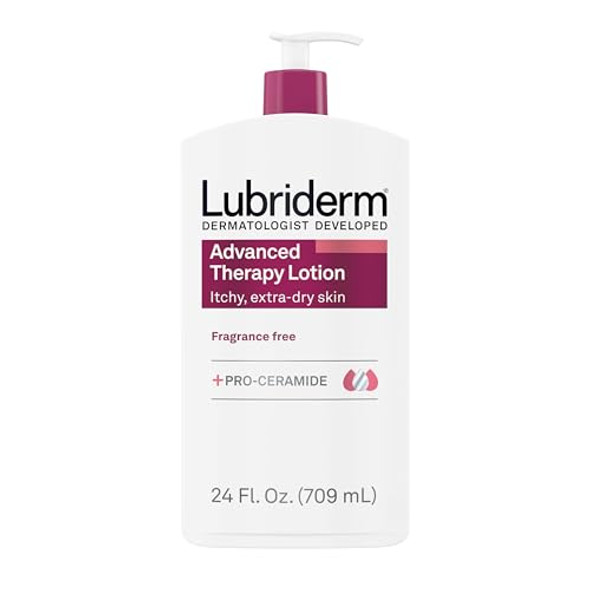 Lubriderm Advanced Therapy Fragrance  Moisturizing Hand & Body Lotion + Pro-Ceramide, Intense Hydration For Itchy, Extra Dry, & Sensitive Skin, Non-Greasy, Hypoallergenic, 24 Fl. Oz