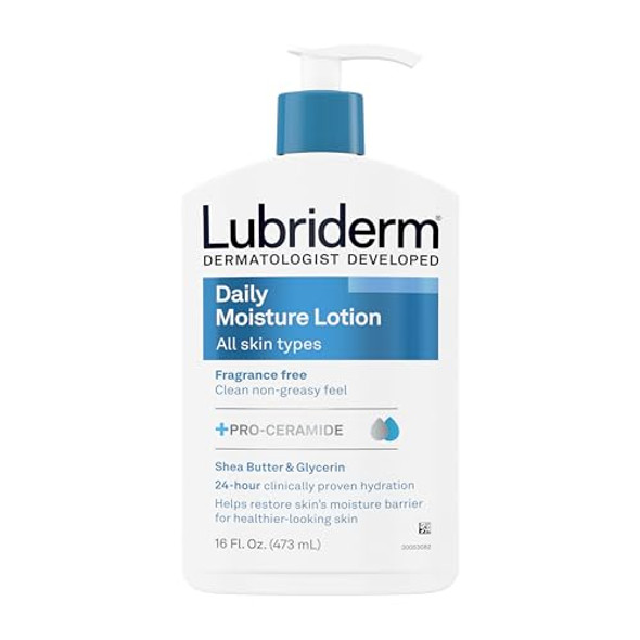Lubriderm Fragrance  Daily Moisture Lotion + Pro-Ceramide, Shea Butter & Glycerin, Face, Hand & Body Lotion For Sensitive Skin, Hydrating Lotion For Healthier-Looking Skin, 16 Fl. Oz