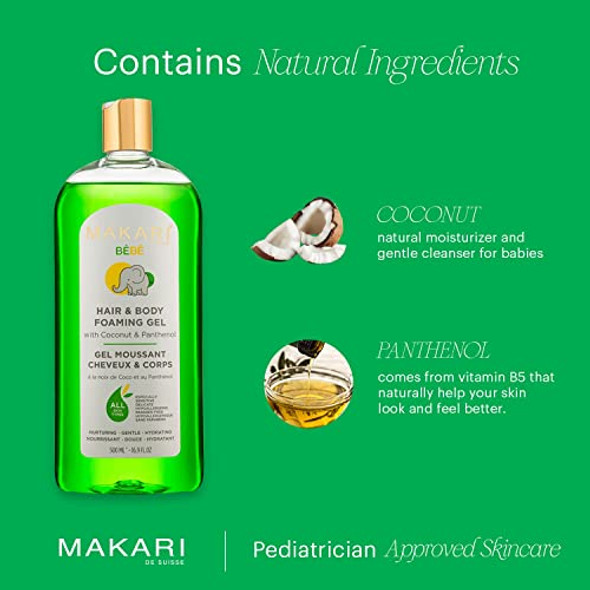 Makari Baby Care Bundle  Hypoallergenic Foaming Gel & Softness Care Baby Oil  Gentle Hair And Body Wash & Nourishing Oil For Sensitive, Delicate Skin