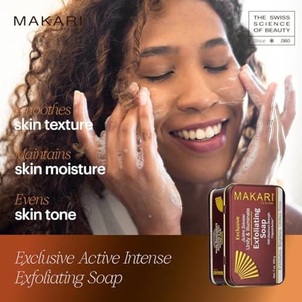Makari Exclusive Active Intense Radiance Bundle: Exfoliating Soap & Tone Boosting Glycerin For Brightening, Even Skin Tone & Radiance