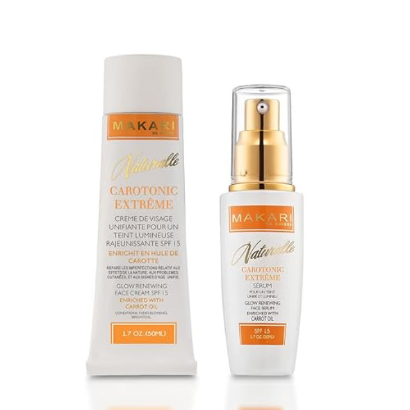 Makari Naturalle Carotonic Extreme Glow Reing Face Cream Spf15 & Brightening Serum Set  Moisturizes, Brightens, & Rejuvenates Skin  Reduces Acne & Scars  Anti-Aging & Antioxidant Protection For Makari Naturalle Carotonic Extreme Glow Reing Face Cream Spf15 & Brightening Serum Set  Moisturizes, Brightens, & Rejuvenates Skin  Reduces Acne & Scars  Anti-Aging & Antioxidant Protection For