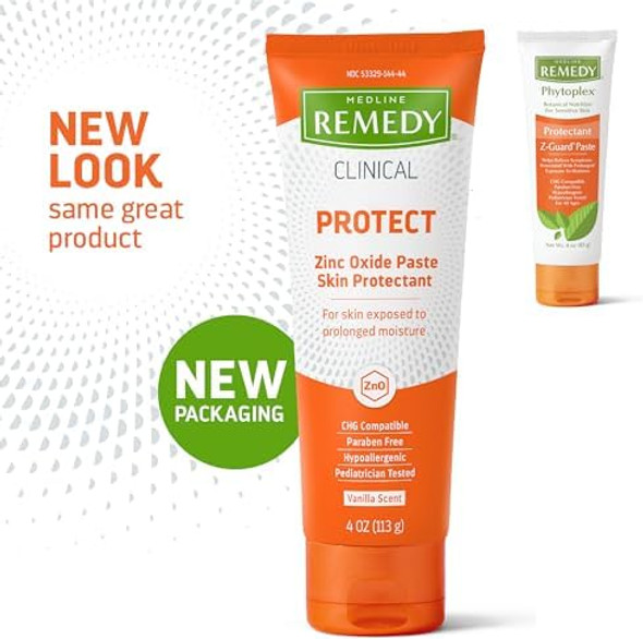 Medline Remedy Clinical Zinc Oxide Paste Skin Protectant (4 Oz Tube), Vanilla Scent, Diaper Rash Cream, Incontinence Care, Wetness Protection, Paraben , Hypoallergenic, Adults, Children Medline Remedy Clinical Zinc Oxide Paste Skin Protectant (4 Oz Tube), Vanilla Scent, Diaper Rash Cream, Incontinence Care, Wetness Protection, Paraben , Hypoallergenic, Adults, Children
