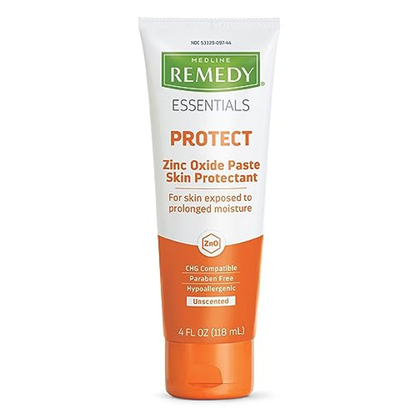 Medline Remedy Essentials Zinc Oxide Skin Protectant Paste (4 Oz Tube), Unscented, Barrier, Incontinence Cream, Diaper Rash, Adults, Elderly, Hypoallergenic, Paraben Medline Remedy Essentials Zinc Oxide Skin Protectant Paste (4 Oz Tube), Unscented, Barrier, Incontinence Cream, Diaper Rash, Adults, Elderly, Hypoallergenic, Paraben