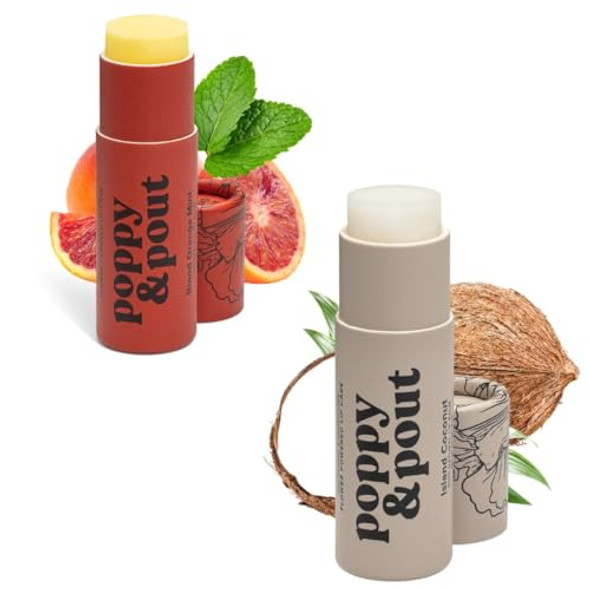 Poppy & Pout Jumbo Lip Balm 2 Pack, All Natural Lip Balms & Moisturizers, Hydrates With Beeswax, Vitamin E, Organic Coconut, Island Coconut & Blood Orange Poppy & Pout Jumbo Lip Balm 2 Pack, All Natural Lip Balms & Moisturizers, Hydrates With Beeswax, Vitamin E, Organic Coconut, Island Coconut & Blood Orange