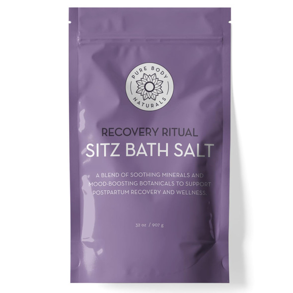 Pure Body Naturals Sitz Bath Salt – Postpartum Care And Hemorrhoid Treatment – Natural Soak For Self Care And Hemmoroid Treatment - Post Partum Essentials, 10 Oz