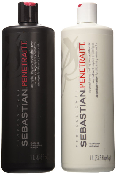 Sebastian Penetraitt Strengthening And Repair Shampoo & Conditioner Liter Set (33.8 OZ)