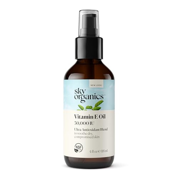 Sky Organics Vitamin E Oil Blend For Face, Organic Antioxidant Facial Oil, 30,000 Ius To Deliver Reparative Moisture And Soothe Dry, Damaged Skin, 100% Pure & Cold-Pressed, 3.97 Fl Oz, 117 Ml Sky Organics Vitamin E Oil Blend For Face, Organic Antioxidant Facial Oil, 30,000 Ius To Deliver Reparative Moisture And Soothe Dry, Damaged Skin, 100% Pure & Cold-Pressed, 3.97 Fl Oz, 117 Ml