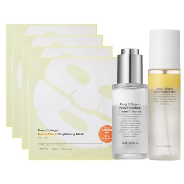 Sungboon Editor Radiant Collagen Trio : Serum Mist & Niacin-Vita C Mask(4Ea) & Cream In Serum, Hydrating  Set For Women & Moms, Korean Moisturizer, Glass Skin Mist, Korean Skin Care