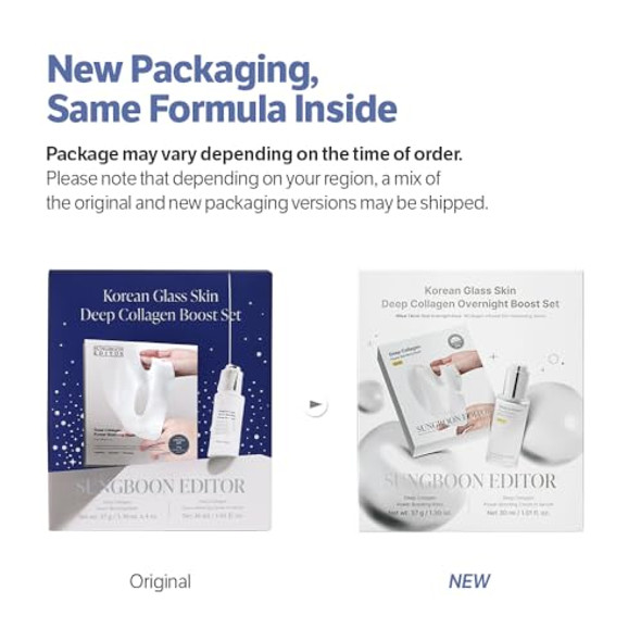 Sungboon Editor Deep Collagen Boost Set  Collagen Face Mask & Serum For Face, Real Collagen 2,160,000Ppb, Volufiline, Glass Skin, Skin Elasticity, Volumizing, Korean Skin Care, 37Gx4Ea & 1.01Fl.Oz