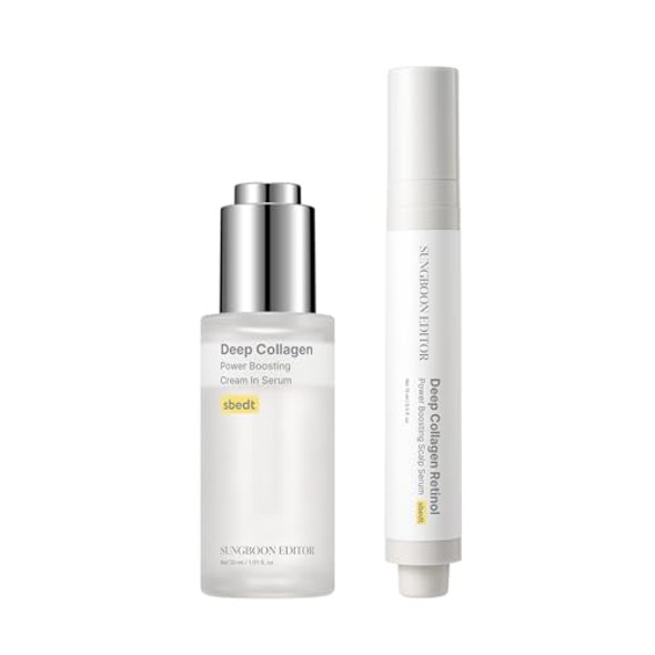 Sungboon Editor Deep Collagen Filler Anti-Aging Serum & Hair Growth Scalp Serum Set, Korean Skincare With Volufiline For Anti-Wrinkle, Glass Skin & Caffeine Biotin For Hair Thickening, Itchy Scalp