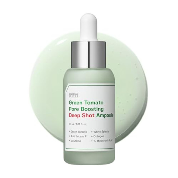 Sungboon Editor Green Tomato Volufiline Pore Boosting Deep Shot Ampoule - Pore Minimizing & Skin Tightening Serum With Collagen & Hyaluronic Acid Korean Skincare 1.01 Fl Oz