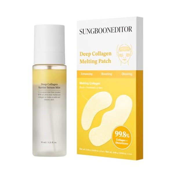 Sungboon Editor Melting Collagen Set (Deep Collagen Melting Patch 6Pcs, Barrier Serum Mist), Real Collagen Care For Puffy Eyes And Neck Wrinkles, Best s For Mom, Skincare  Sets For Mom