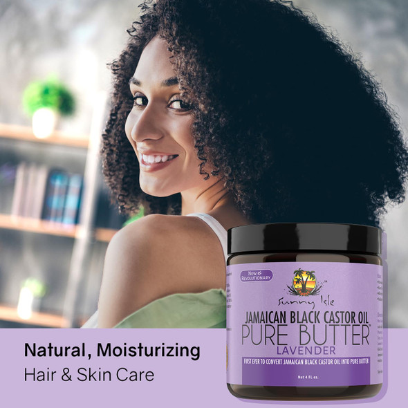 Sunny Isle Lavender Jamaican Black Castor Oil Pure Butter 4Oz  Stimulates Hair Growth  Effective Moisturizer Hair & Skin  All Types & Textures