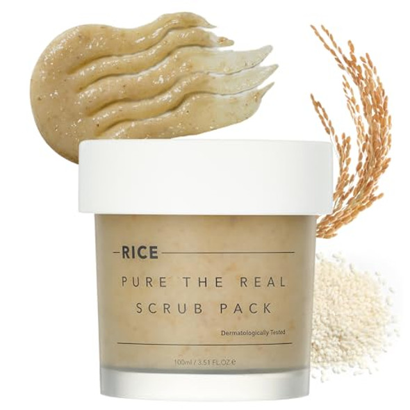 Thankyou Farmer Rice Pure The Real Scrub Pack, Korean Facial Scrub, Vegan, Self-Heating Formula, Special Home-Spa, Gentle Exfoliating Face Scrub, Dermatologist Tested, 3.51 Fl.Oz (100Ml)