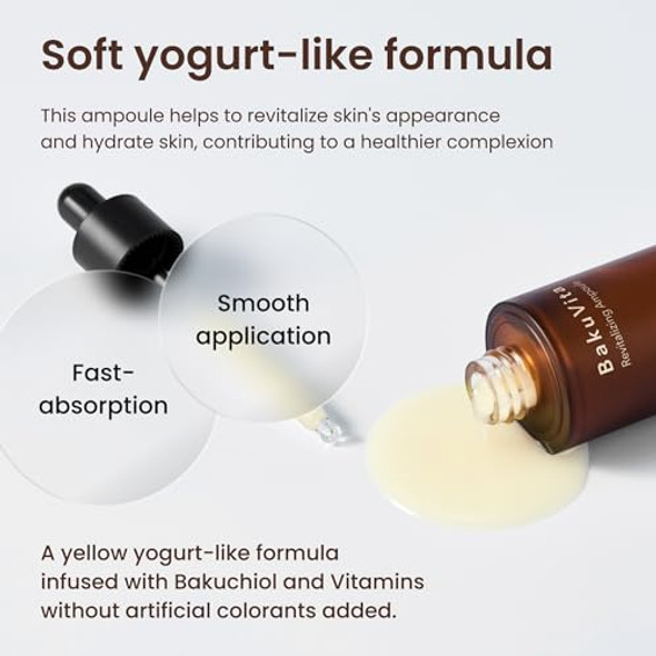 Thankyou Farmer Bakuvita Revitalizing Ampoule - Bakuchiol Retinol Alternative, Vitamin C + E Korean Serum, Pore Care, Firming, Vegan 1.75 Fl Oz (50Ml)