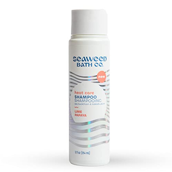 Seaweed Bath Co. Heat Care Shampoo, Lime Papaya Scent, 12 Ounce, Sustainably Harvested Seaweed, Sea Buckthorn, Kakadu Plum, For Heat Damaged Hair