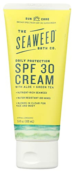 The Seaweed Bath Co. Daily Protection Spf 30 Cream, Nutrient Rich Bladderwrack, Aloe & Green Tea, Vegan, Gluten , Cruelty , Paraben , 3.4 Oz