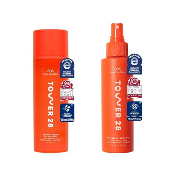 Tower 28 Sos Daily Rescue Facial Spray 4 Fl Oz & Tower 28 Sos Cleanser 150 Ml
