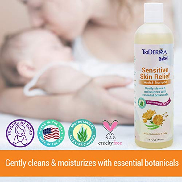 Triderma Sensitive Skin Relief Baby Shampoo And Body Wash - Soothing Calendula, Aloe, Oats, Chamomile 2-In-1 Wash And Shampoo For All Ages - Sls, Fragrance And Paraben- - 13.6 Oz Triderma Sensitive Skin Relief Baby Shampoo And Body Wash - Soothing Calendula, Aloe, Oats, Chamomile 2-In-1 Wash And Shampoo For All Ages - Sls, Fragrance And Paraben- - 13.6 Oz