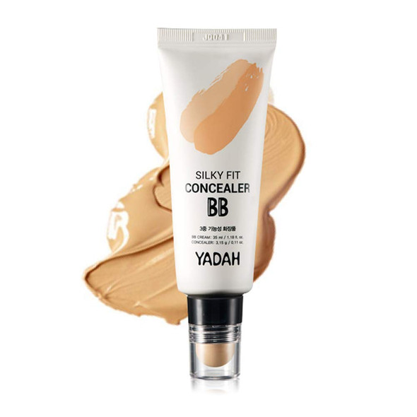 Yadah Silky Fit Concealer Bb Cream (21 Light Beige, 1.18Fl Oz) - 2-In-1 Korean Makeup For Flawless Skin, Tinted Moisturizer For Blemish Cover. Long-Lasting, All-Day Wear.