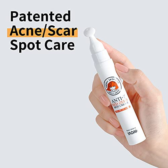 Yadah Anti Trouble Red Zero Spot Cream, Easy Application Acne Spot Treatment, Natural Niacinamide Acne Treatment, 100% Vegan Formula For Acne Care, Acne Whitehead Scar Solution Treatment 0.5 Fl.Oz.