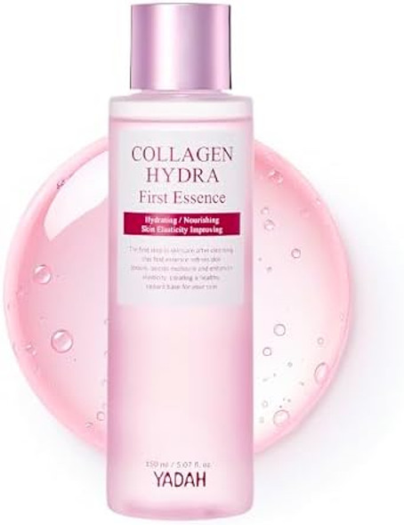 Yadah Collagen Hydra Essence – Deep Hydration, Soothing With 80,000Ppm Collagen Peptides And Triple Hyaluronic Acid, Centella Asiatica Extract, Niacinamide – 5.07 Fl Oz