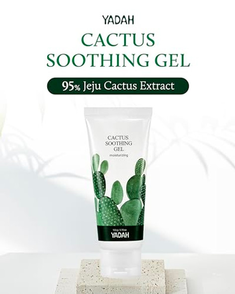 Yadah Cactus Soothing Gel 8.45Fl Oz & Cactus Toner Pads 60 Count - Cactus Extract, Vegan Sunburn Relief, Calm, Cool & Soothe Irritated Skin, Face Redness - Cruelty  Facial Cleansing Wipes Yadah Cactus Soothing Gel 8.45Fl Oz & Cactus Toner Pads 60 Count - Cactus Extract, Vegan Sunburn Relief, Calm, Cool & Soothe Irritated Skin, Face Redness - Cruelty  Facial Cleansing Wipes
