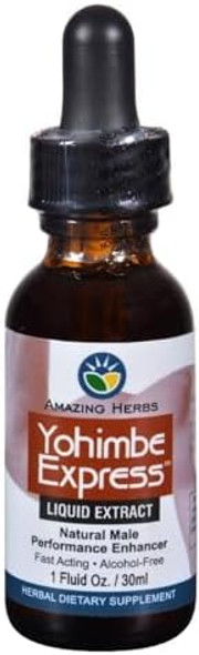 Amazing Herbs Yogimbe Express - Performance Enhancer, 100% Pure Yohimbe Bark Alcohol  Liquid Extract, Herbal Dietary Supplement - 1 Fl Oz (Pack Of 1)