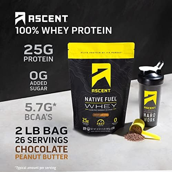 Ascent Whey + Plant Protein Powder - Chocolate Peanut Butter 2 Lb & Chocolate 18 Servings