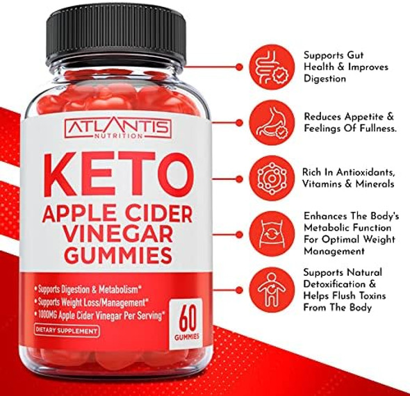 Atlantis Nutrition Testosterone Booster 60 Gummies + Keto Apple Cider Vinegar 60 Gummies