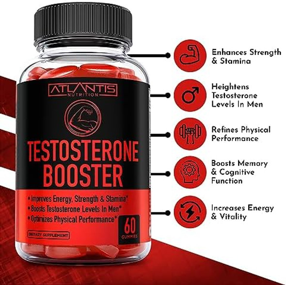 Atlantis Nutrition Testosterone Booster Gummies For Men - Enhances Strength & Stamina - Optimizes Performance & Male Enhancement - Made With Tribulus, Horny Goat Weed, Maca Root  2-Pack (120 Gummies) Atlantis Nutrition Testosterone Booster Gummies For Men - Enhances Strength & Stamina - Optimizes Performance & Male Enhancement - Made With Tribulus, Horny Goat Weed, Maca Root  2-Pack (120 Gummies)