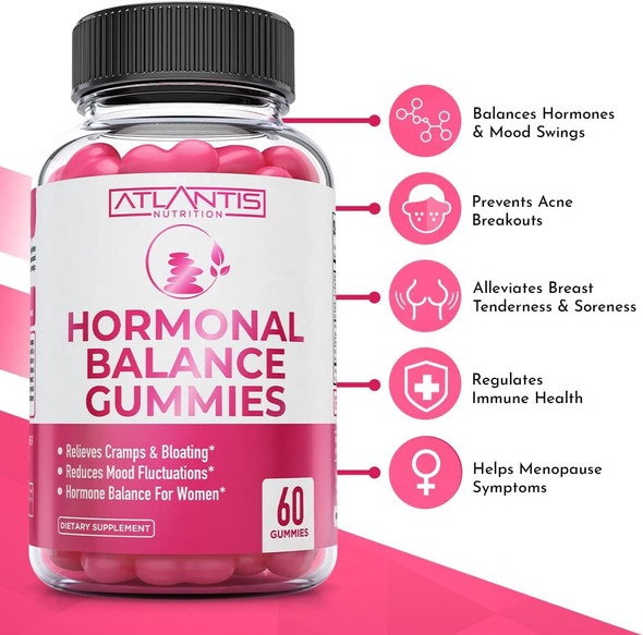 Atlantis Nutrition Hormonal Balance For Women & Pms Relief Gummies - Alleviates Cramps, Bloating, Mood Swings, Hot Flashes & Night Sweats - Cranberry, Dong Quai & Chasteberry Menstrual Cramp Relief Atlantis Nutrition Hormonal Balance For Women & Pms Relief Gummies - Alleviates Cramps, Bloating, Mood Swings, Hot Flashes & Night Sweats - Cranberry, Dong Quai & Chasteberry Menstrual Cramp Relief