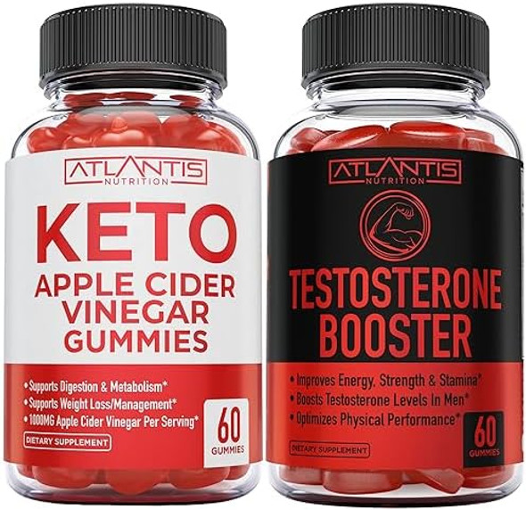 Atlantis Nutrition Keto Apple Cider Vinegar 60 Gummies + Testosterone Booster 2-Pack (120 Gummies) Atlantis Nutrition Keto Apple Cider Vinegar 60 Gummies + Testosterone Booster 2-Pack (120 Gummies)
