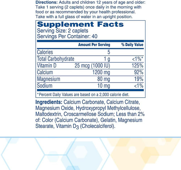 Citracal Slow Release- Calcium 1200 mg with Vitamin D3, Magnesium, Calcium Supplement, Bone Health Support, Take Once Daily Caplet,80 Count