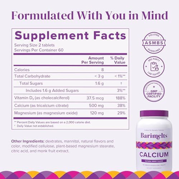 Barimelts Post-Bariatric Surgery Immunity Pack Bundle - Multivitamin With Iron, Calcium Citrate, And Vitamin D3