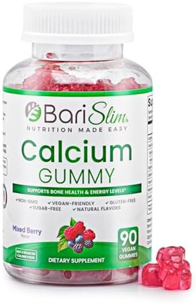 Barislim Bariatric Calcium Gummies - Specially Formulated Bariatric Vitamins For Patients After Weight Loss Surgery - Supports Energy Levels & Bone Health  Mixed Berry (90 Vegan Gummies)