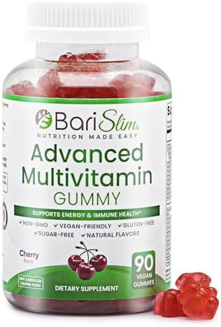 Barislim Advanced Bariatric Multivitamin Gummies - Specially Formulated Bariatric Vitamins For Patients After Weight Loss Surgery - Supports Energy & Immune Health  Cherry (90 Vegan Gummies)